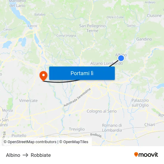 Albino to Robbiate map