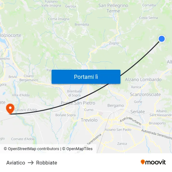 Aviatico to Robbiate map