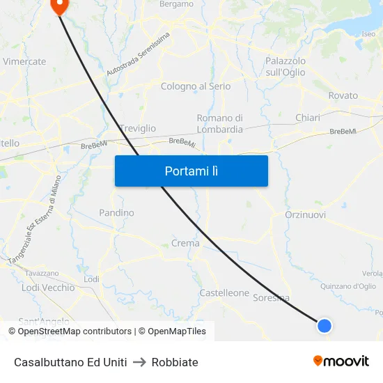 Casalbuttano Ed Uniti to Robbiate map