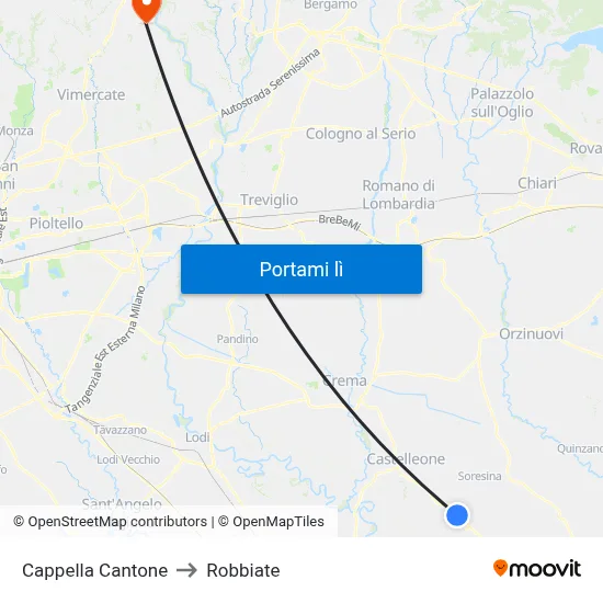 Cappella Cantone to Robbiate map