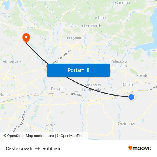 Castelcovati to Robbiate map