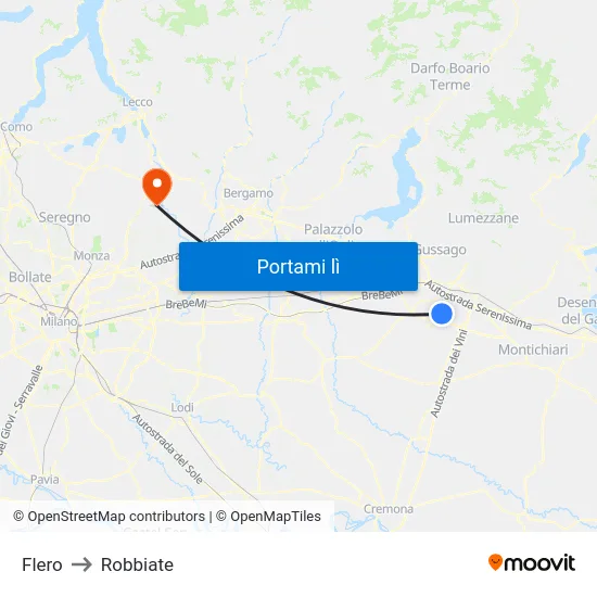 Flero to Robbiate map