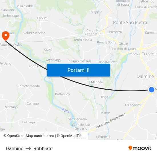 Dalmine to Robbiate map