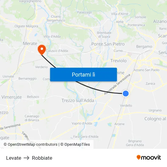 Levate to Robbiate map