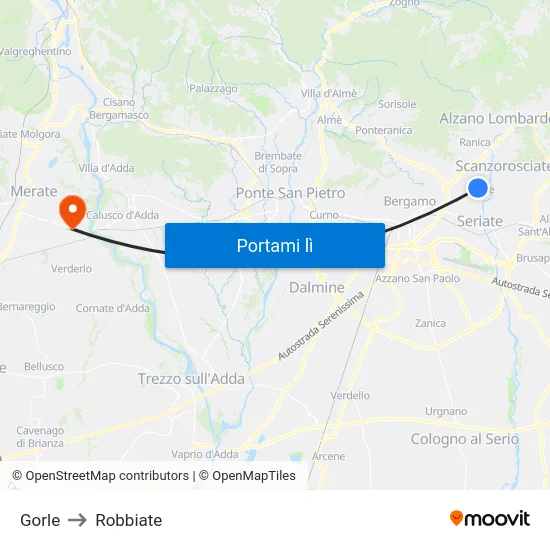 Gorle to Robbiate map
