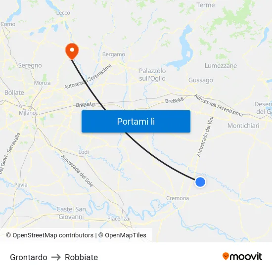Grontardo to Robbiate map