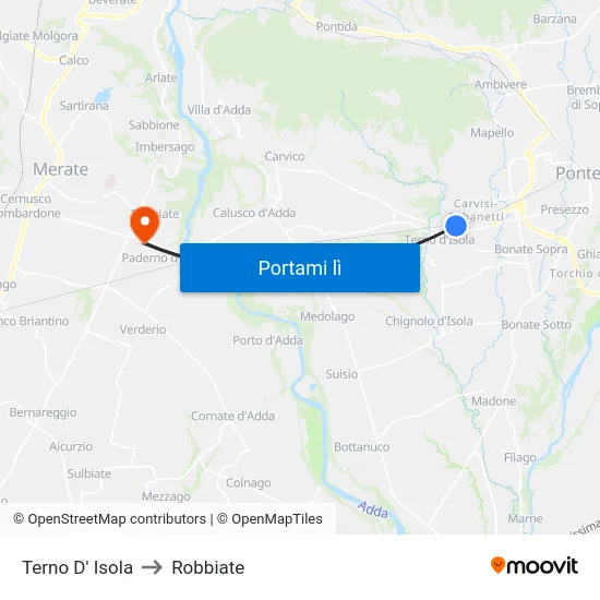 Terno D' Isola to Robbiate map