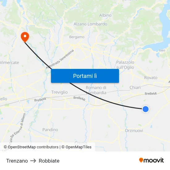Trenzano to Robbiate map