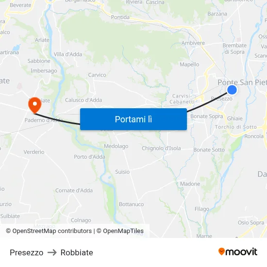 Presezzo to Robbiate map