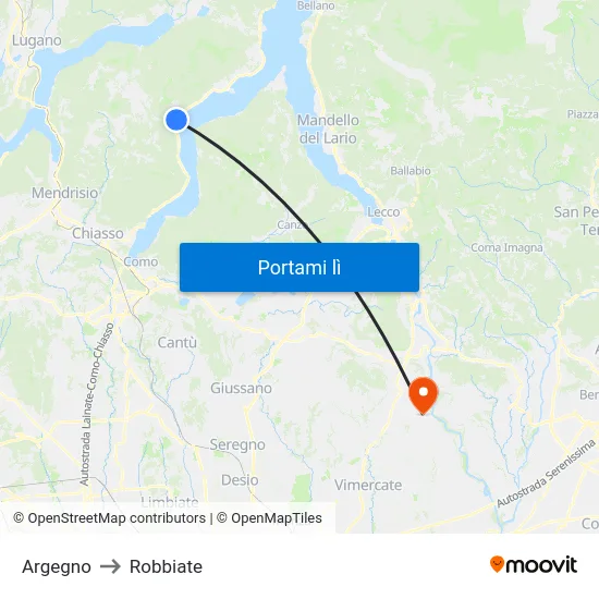 Argegno to Robbiate map