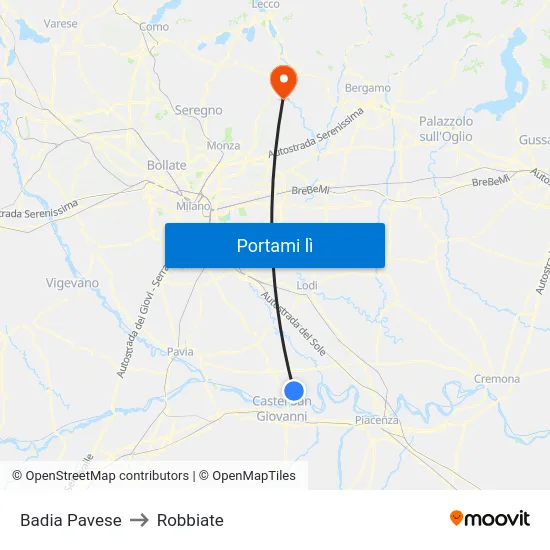 Badia Pavese to Robbiate map