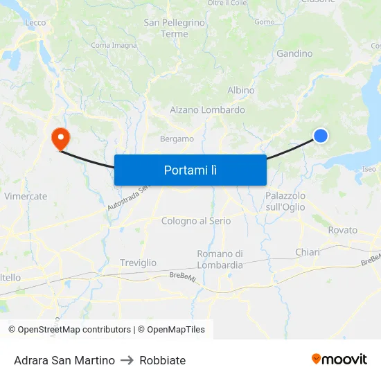 Adrara San Martino to Robbiate map