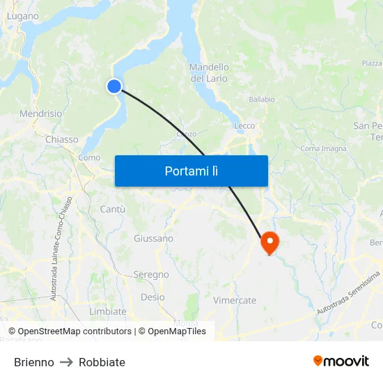 Brienno to Robbiate map