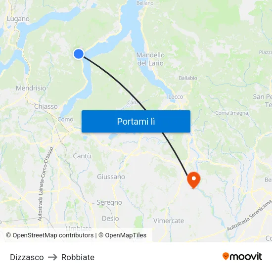 Dizzasco to Robbiate map