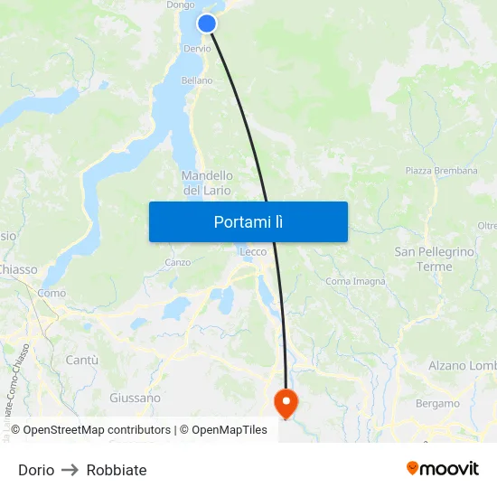 Dorio to Robbiate map