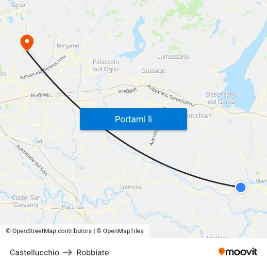 Castellucchio to Robbiate map