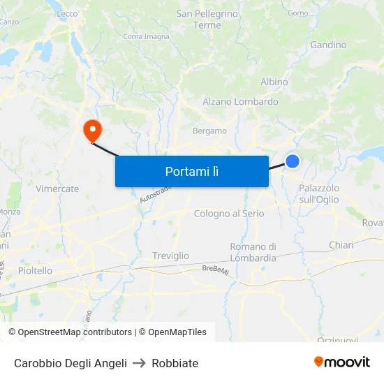 Carobbio Degli Angeli to Robbiate map