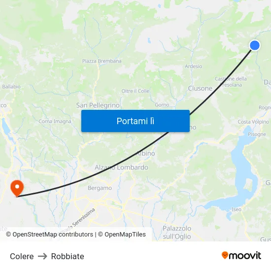 Colere to Robbiate map