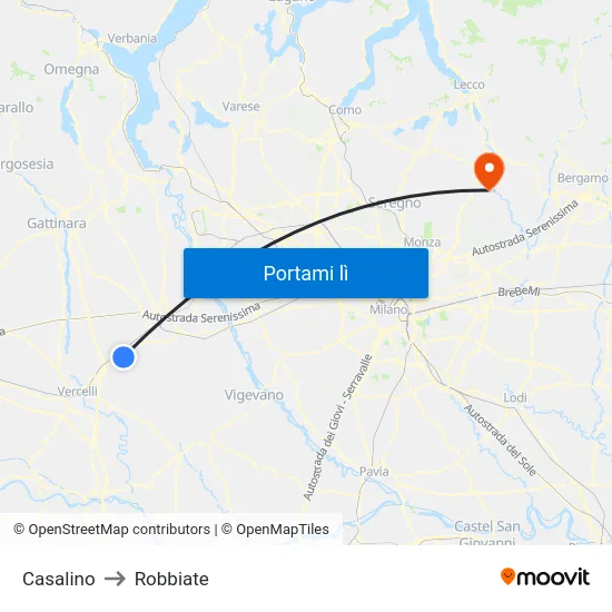 Casalino to Robbiate map