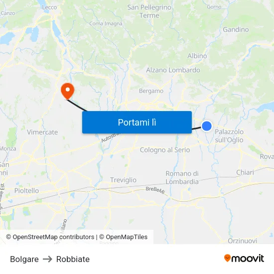 Bolgare to Robbiate map