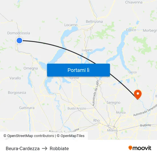 Beura-Cardezza to Robbiate map