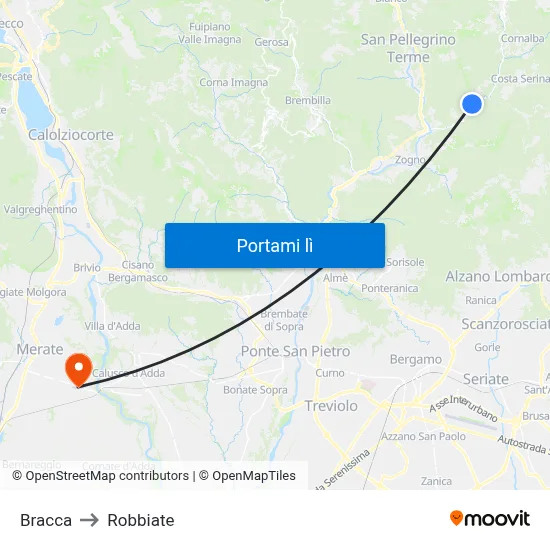 Bracca to Robbiate map