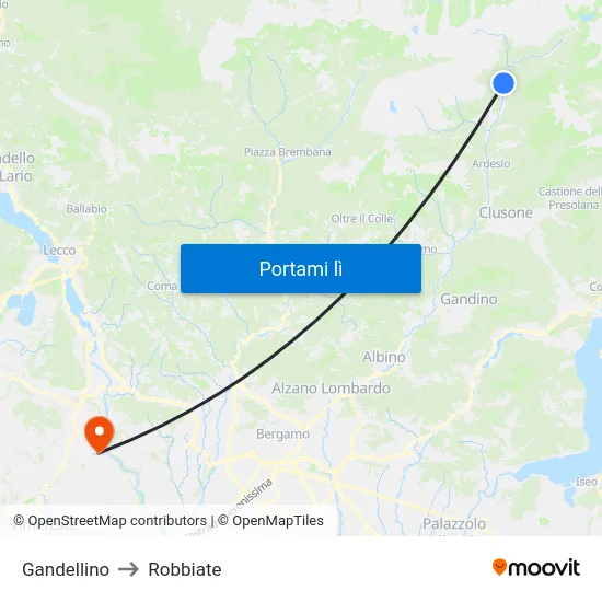 Gandellino to Robbiate map