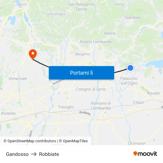 Gandosso to Robbiate map