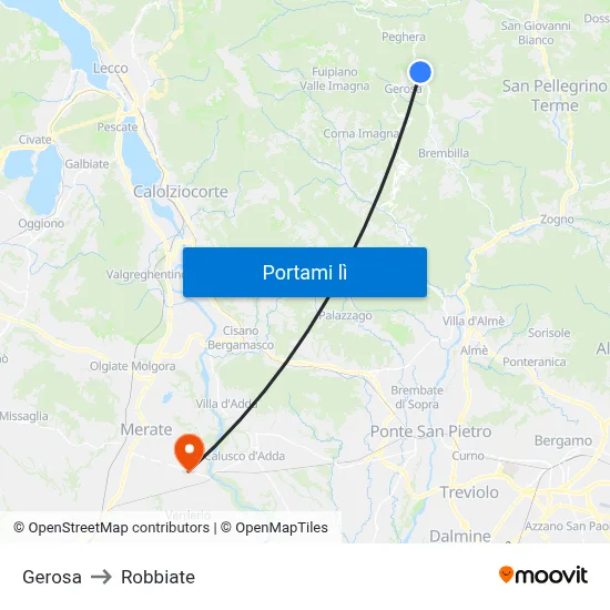 Gerosa to Robbiate map
