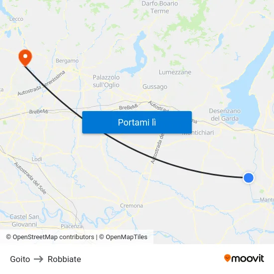 Goito to Robbiate map