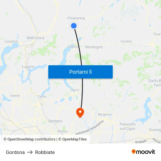 Gordona to Robbiate map