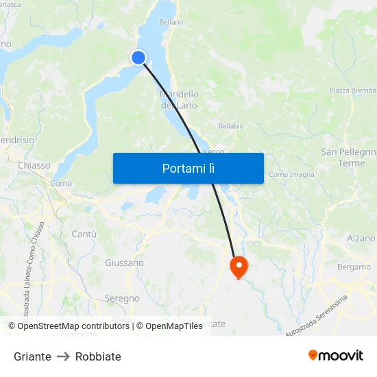 Griante to Robbiate map