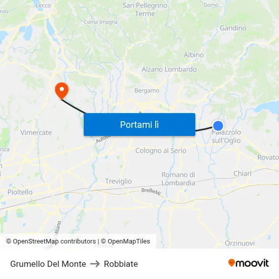 Grumello Del Monte to Robbiate map