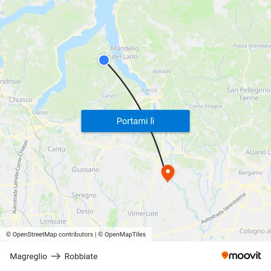 Magreglio to Robbiate map