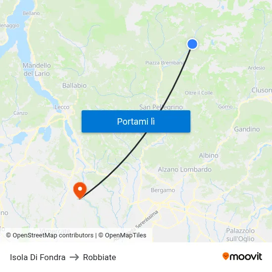 Isola Di Fondra to Robbiate map