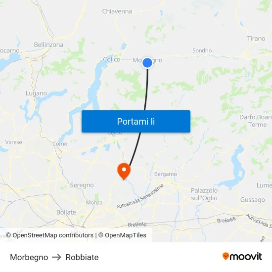 Morbegno to Robbiate map