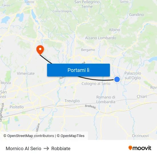 Mornico Al Serio to Robbiate map