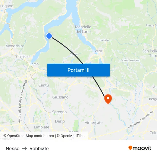Nesso to Robbiate map