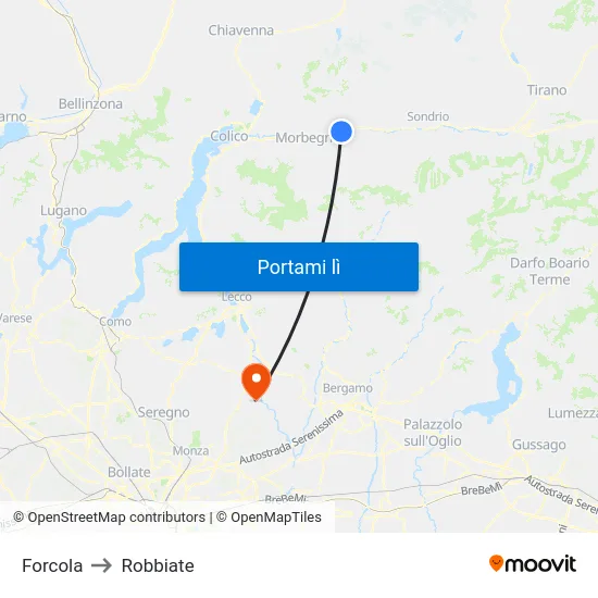 Forcola to Robbiate map