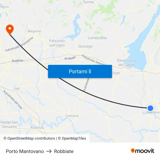 Porto Mantovano to Robbiate map