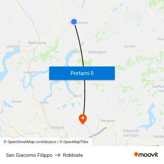 San Giacomo Filippo to Robbiate map