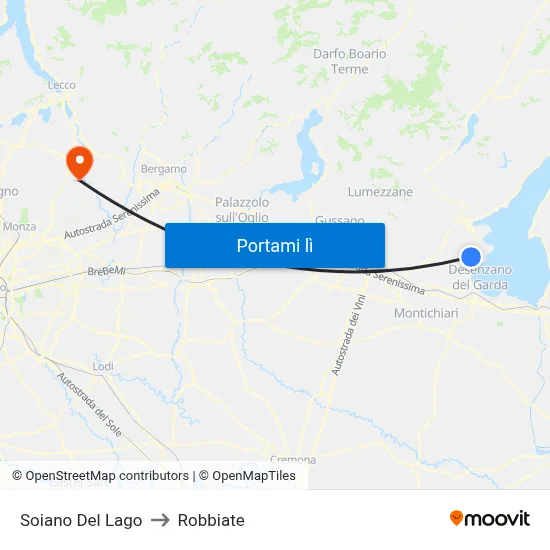 Soiano Del Lago to Robbiate map
