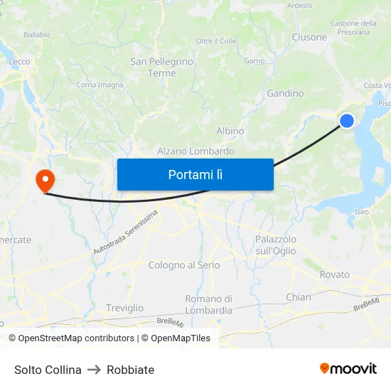 Solto Collina to Robbiate map
