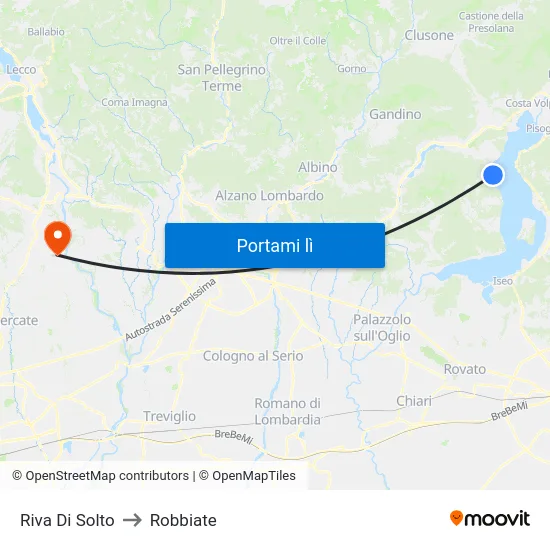 Riva Di Solto to Robbiate map