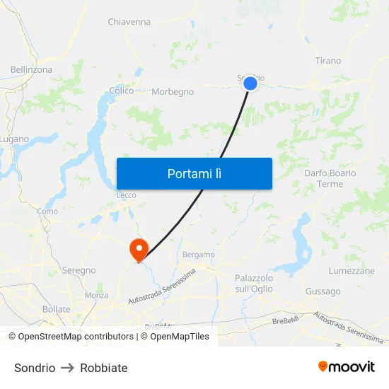 Sondrio to Robbiate map