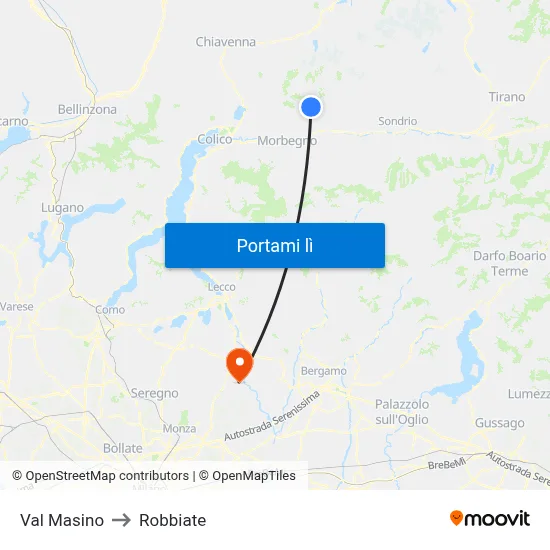 Val Masino to Robbiate map