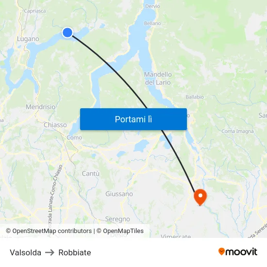 Valsolda to Robbiate map