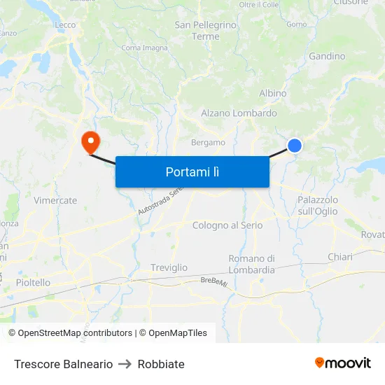 Trescore Balneario to Robbiate map