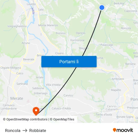 Roncola to Robbiate map