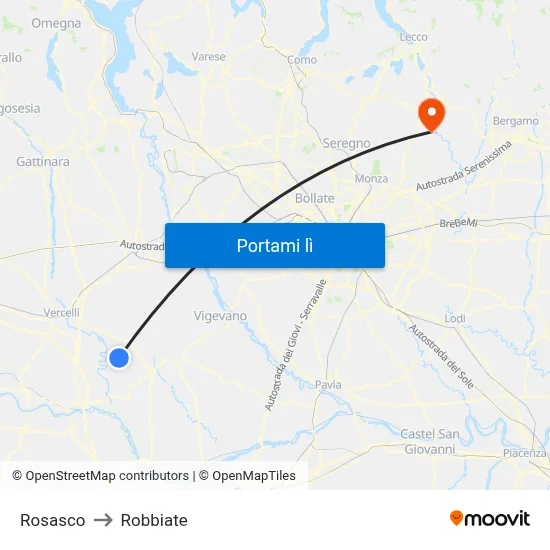 Rosasco to Robbiate map